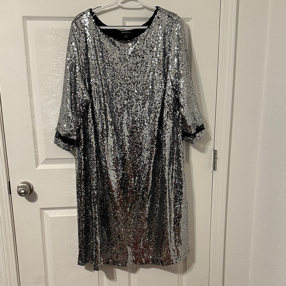 Lane Bryant Silver Sequin Midi Dress